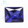 Venta al por mayor, corindón azul rectangular n.° 34, piedra desnuda sintética, flor de coche en ángulo recto, zafiro corindón azul rectangular n.° 34