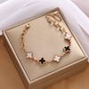 Pulseira de Aço Titânio Dupla Face Trevo da Sorte Estilo Coreano Pulseira Simples para Casal Pulseira de Aço Titânio Colorfast 18K Nova