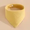 Toalla de Saliva de Algodón Puro de Cuatro Capas Toalla Triangular de Crepé Color Sólido Babero de Gasa Babero de Crepé Liso Babero de Algodón