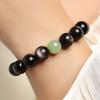 Pulsera de piedra obsidiana plateada natural para mujer, pulsera de cuentas de jade Hetian para hombre, joyería de pareja para año de nacimiento