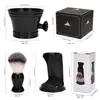 Conjunto Tigela de Espuma de Barbear Masculina Transfronteiriça Tigela de Espuma Cabo de Plástico Tigela Grande Pincel de Barba Escova de Limpeza Conjunto de Três Peças