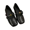 Primer Encuentro Temporada Cuadrado Retro Punta Camelia Planos Mary Jane Zapatos Primavera y Otoño Nuevo Estilo Correa de Lazo Zapatos de Una Sola Pieza Uso Bidireccional