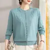 Nuevo Estilo Otoño 2026 Suéter para Madre con Cuello Redondo, Bordado Tridimensional, Elegante Capa Interior para Mujeres de Mediana Edad y Mayores