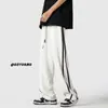 Estilo High Street Americano Pantalones de Chándal Casual Rayados Marca de Moda Diseño de Ropa de Trabajo Pierna Recta Deportivos Holgados Caída Versátil Pantalones de Pierna Ancha