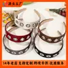 Qiyue Transfronterizo Nuevo Estilo Ins Anillo Metálico Tela Diadema de Ala Ancha Retro Versátil Diadema de Color Sólido Pinza para el Cabello Antideslizante