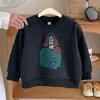 Colección de otoño nueva para niños estilo coreano: Sudaderas de cuello redondo para niños y niñas, con estampados de dibujos animados, fáciles de usar como capa base