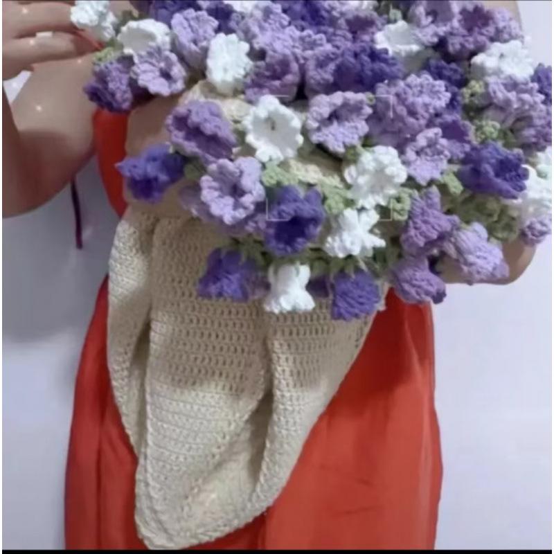 玫瑰花束毯子手工编织diy材料包毛线团钩织花朵毛毯花勾针铃兰