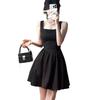 Francês High-end Hepburn Estilo Black Sling vestido Crianças Verão 2024 Novo Estilo Saia Elegante Pequena