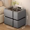 Mesita de noche Inteligente Simple Moderna Multifuncional con Carga Inalámbrica Altavoz Luz Lujo Dormitorio Uso en Casa Gabinete de Noche de Madera Maciza