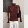 Impresionante Suéter de Cachemir Negro de Cuello Medio Alto para Mujer en Otoño e Invierno, Suéter Ajustado con Camiseta Base