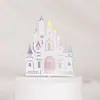 Decoração de Bolo Castelo Solitário Cartão Abóbora Car Rosa Castelo Grande Cena de Decoração de Bolo de Aniversário Acessórios Plug-in