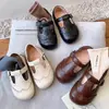 Zapatos de Cuero Vintage para Niños 2026 Primavera y Otoño Zapatos Planos para Niñas Boca Poco Profunda Zapatos Estilo Birkenstock para Niña Pequeña Suela Suave Zapatos para Bebés y Niños