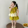 Traje de Verano para Niñas 2025 Nuevo Traje de Pantalón Capullo de Flor Súper Bonito y a la Moda para Bebé Niña Hermoso Traje de Verano para Niños