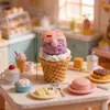 Cono de Helado de Gránulos de Azúcar Tridimensional Tamaño Grande Accesorios de Resina Decoración de Escena en Miniatura Llavero DIY Pasador