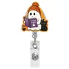 Porta Credencial Médico de Acrílico de Murciélago Fantasma de Halloween Regalo Carrete de Credencial Retráctil Hebilla Retráctil para Estudiante