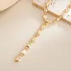 Nuevo Exquisito Diseño Collar con Colgante Irregular y Borla, Moda Lujo Ligero Estilo Metálico Cadena Clavicular en Forma de Y para Mujeres