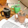 Taza de Café Simple Ins con Pajita Taza de Agua de Oficina Moderna con Asa Portátil Doble para Beber para Pareja Taza de Acero Inoxidable
