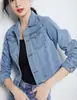 Ropa de Mezclilla Nueva de Colores Dulces para Primavera y Otoño 2027 Nuevo Estilo Universitario Ajustada Chaqueta Corta de Mezclilla de Manga Larga para Mujer