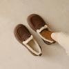 Weiwei Girl 688-5 Otoño/Invierno Mocasines Forrados de Polar Estilo Británico Retro para Mujer Zapatos Pequeños de Piel Botas de Nieve Zapatos de Algodón Cálidos