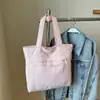 Bolsa de Lona Estilo Coreano Gran Capacidad para Estudiantes, Bolso de Hombro Tendencia Nueva Artístico Estilo Harajuku para Mujer, Color Sólido Casual