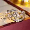 Anillo Ajustable para Dedo Índice de Dama Estilo Japonés y Coreano Anillo de Flor de Circonita Incrustada en Cobre Venta Caliente Transfronteriza Joyería de Mano Anillo de Dedo Venta al por Mayor