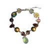 Pulsera con Colgante de Copo de Nieve y Gota de Agua Vintage Diseño de Nicho Pulsera de Cuentas Versátil Joyería de Alta Gama para Mujeres