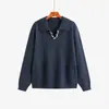 Suéter de Punto de Manga Larga con Cuello en V Estilo Coreano 2026 Talla Grande Holgado Cubre-Grasa Capa Base Suave y Esponjoso 23263