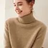 Suéter de Cachemira de Color Sólido con Cuello Alto Nuevo para Otoño e Invierno, Suéter de Punto Grueso Cálido de Siete Agujas para Mujer, Top Elegante para el Trabajo