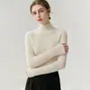 100% de doble hilo, engrosado, otoño/invierno, cuello medio alto, ajuste ceñido para mujer, manga larga, ajustado al cuerpo, suéter de punto
