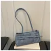 Bolsa de Ombro com Cinto Colorido Doce e Feminina 2026 Nova Coleção Primavera/Verão Simples e Elegante Bolsa de Mão em Jeans
