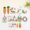 15 Gotas de Aceite Dibujo Animado Pascua Conejito Lindo Zanahoria Aleación Colgante DIY Collar Pulsera Joyería Accesorios