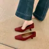 Zapatos Planos de Gamuza de Punta Cuadrada con Tacón Grueso de Talla Grande para Mujer Zapatos Pequeños de Cuero Otoño e Invierno Nuevos Tacones Altos Tendencia Versátiles Mary Jane Zapatos para Mujer