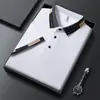 Nova Camiseta Masculina de Verão Cor Lisa Respirável Manga Curta Camisa Polo Versátil Lapela Casual de Negócios para Homens de Meia-Idade