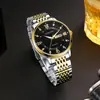 1 pieza Reloj de Hombre Calendario Semana Impermeable Acero Inoxidable Esfera Grande Negro de Negocios Cuarzo