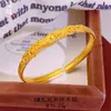 Pulseira Aberta de Cobre Banhado a Ouro Estilo Antigo Dragão e Fênix, Cor Duradoura, Moda de Luxo Leve Pulseira Auspiciosa Dragão e Fênix para Mulheres, Estilo Casamento