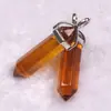 Colgante de Punta de Cuarzo Piedra Cristal Ágata Bala Columna Hexagonal Colgante de Collar Estilo Bohemio