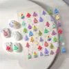 Nuevas Pegatinas Navideñas para Uñas Ins Coloridas Árbol de Navidad Copo de Nieve Atmósfera Jelly Estéreo Relieve Pegatinas para Uñas