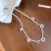 Colar de Contas de Maçã em Resina com Pedra Pérola para Mulheres, Corrente de Clavícula Fresca, Doce e Fofa, Elegante e Versátil para o Dia a Dia