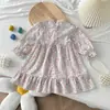 Ropa Nueva de Otoño para Niñas Estampado Floral Manga Larga Vestido de Princesa Bebé Niña Vestido Elegante de Moda Falda Estilo Pastoral