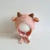 Bonito y Adorable Sombrero de Lana de Cordero para Bebé, Engrosado y Cálido para Otoño e Invierno, Sombrero para Niña Bebé con Protección para los Oídos y Lazo