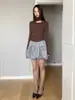 Fantasia da Dorothy Multicolor Opcional Coreia do Sul Estilo Puro Milênio Camiseta de Manga Longa com Decote Halter Base de Cintura Franzida