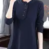 Camisa Básica Plus Size para Mulheres, Novo Estilo Primavera e Outono 2025, Camiseta de Manga Longa para Mães de Meia-Idade, Top Versátil para Mulheres