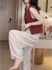 24207 Big Aimei Yiyuan 2024 Verano Nuevo Elegante Color Sólido Top Chaleco sin Mangas Moda Pantalones Casuales para Mujer