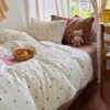 Estilo ins, diseño minimalista, juego de ropa de cama de invierno de felpa de leche con estampado de cerezas de cuatro piezas, adecuado para dormitorios estudiantiles, juego de tres piezas de felpa de doble cara