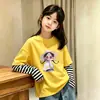 Camiseta Feminina, Estilo Novo Primavera/Outono 2026, Blusa da Moda, Camiseta Básica de Algodão Puro para Bebê Menina, Manga Longa de Outono, Falsa Peça Dupla