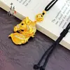 Tienda de Oro Mismo Estilo Dorado Antiguo Finamente Elaborado Incrustado de Diamantes Colgante de Cabeza de Caballo Roja, Nuevo Estilo Chino, Colgante de Caballo del Zodiaco Riqueza Instantánea