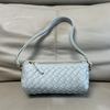 Bolsa Feminina de Couro Genuíno Estilo Novo Transfronteiriço, Bolsa Feminina Tecida em Forma de Diamante, Bolsa de Axila, Bolsa de Ombro Único Transversal, Bolsa de Mão