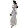 Vestido de Verano Floral Estilo Vacacional con Estampados de Plantas y Flores, Elegante Vestido Ceñido a la Cintura con Patrones Florales