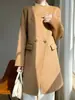 Novo Casaco Longo Dupla Face Estilo Coreano Outono/Inverno 2026 para Mulheres, Estilo Elegante para o Dia a Dia, Peça de Exterior 100% Lã Pura