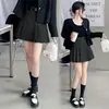 Pantalón falda corto de lana, nueva falda midi plisada de lana de cintura alta anti-exposición para mujer, otoño e invierno, gris